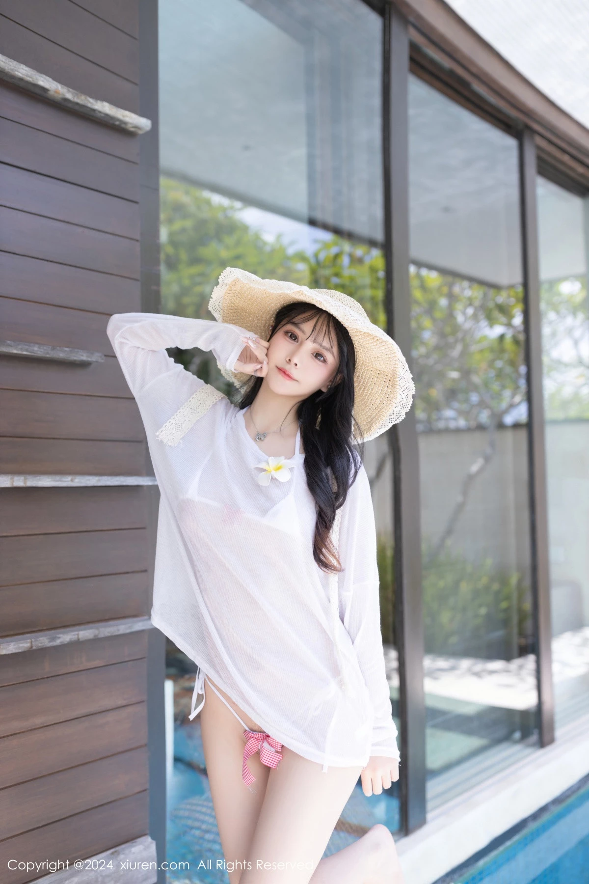 幼幼户外脱性感白T露白色三点式泳衣秀完美身材极致绝美写真 第 1 张