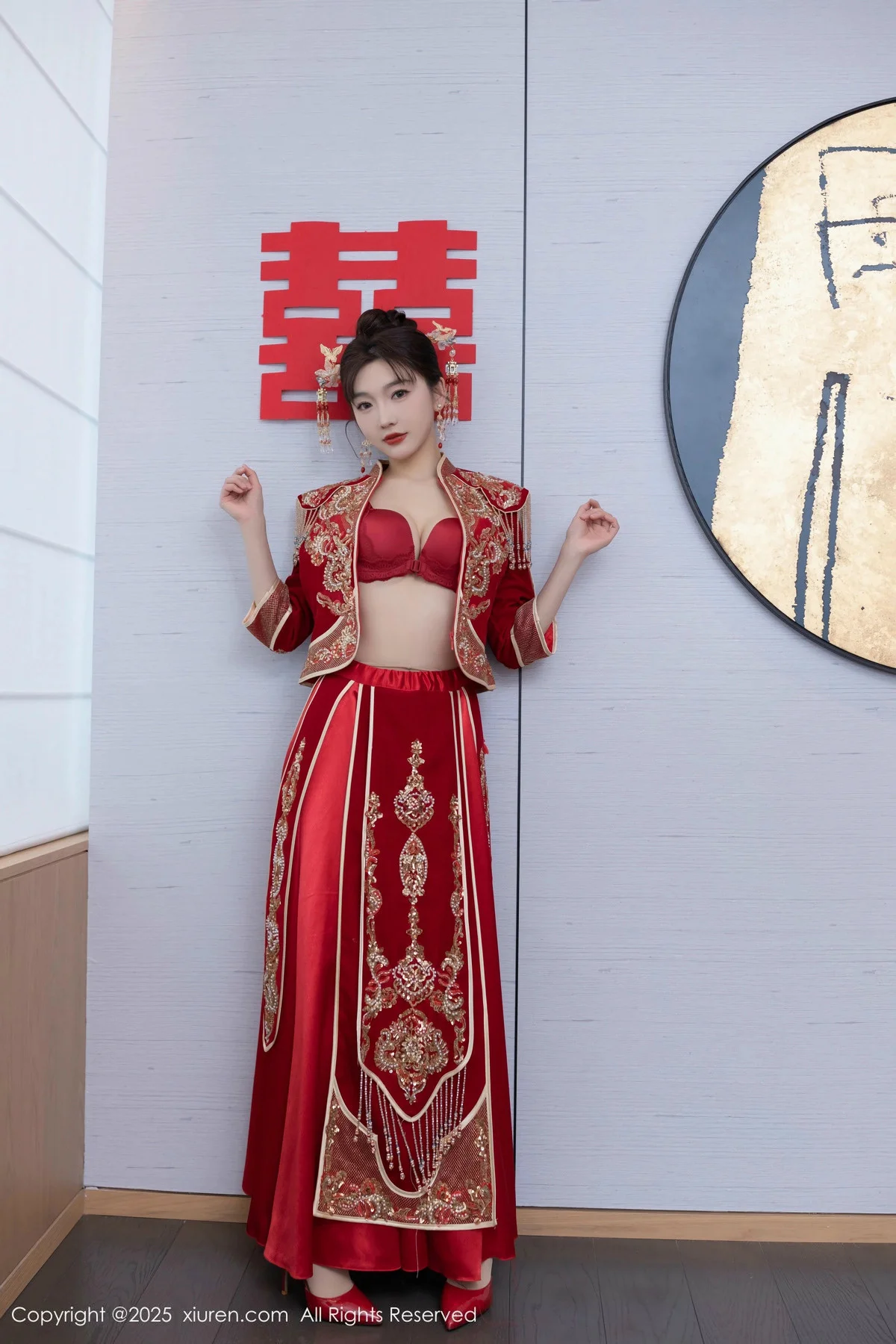 陆萱萱性感新娘装露红色内衣配超薄肉丝秀柔美身材绝美写真 第 9 张