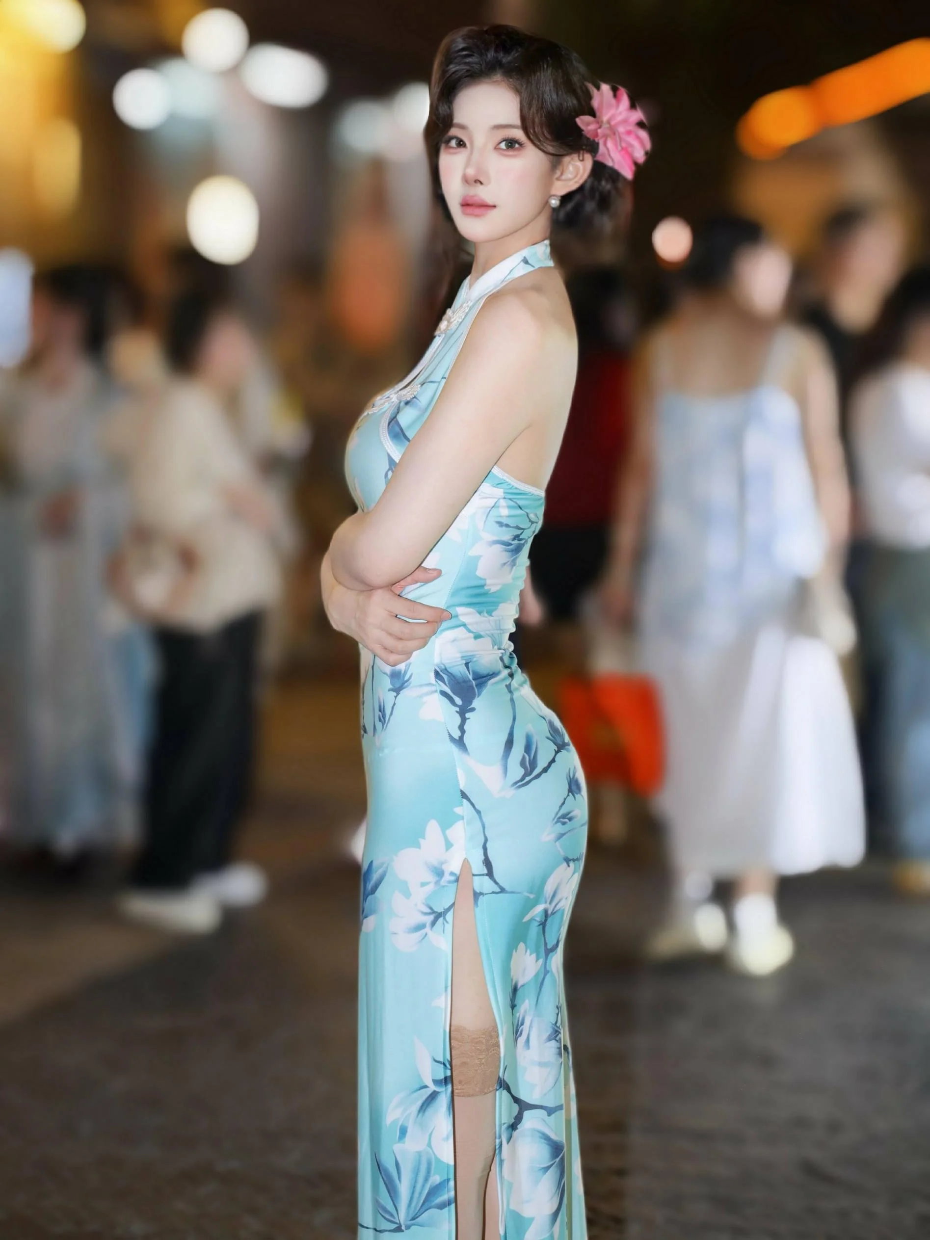 [秀人精选] 梨霜儿 诱人私拍福利 青色旗袍 第 10 张